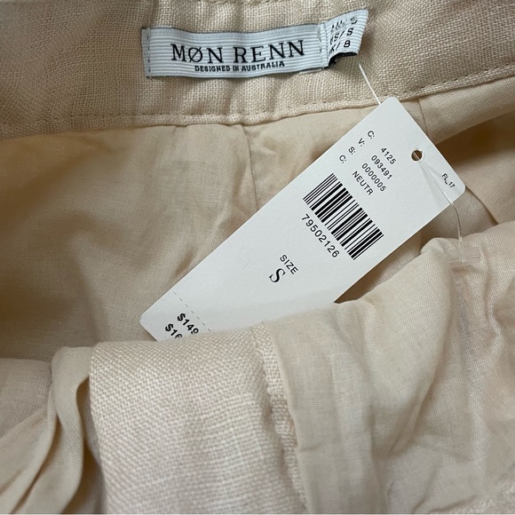 Mon Renn Coast Linen Shorts Anthropologie Cream Tan Size S - Picture 4 of 11